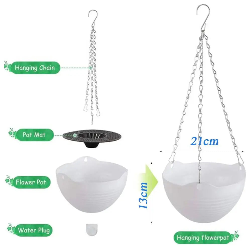 Durable Self-absorbing Hanging Basket Plastic Colorful Flower Pot Hanging Flower Pot Home Decor Peaceful Pleasures Health and Wellness