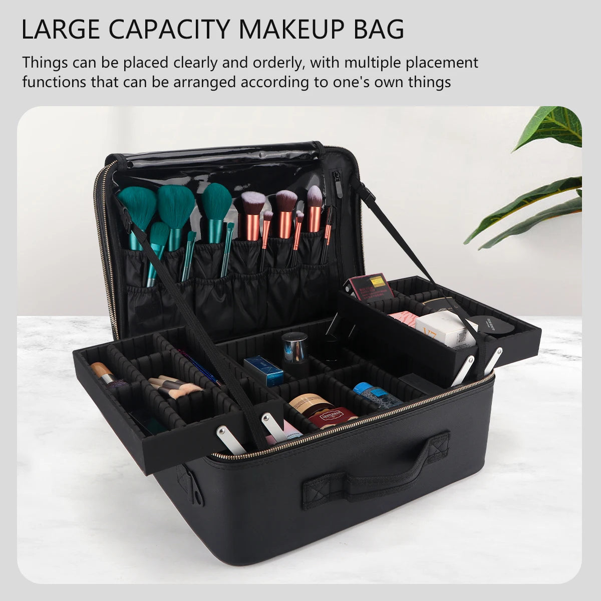 Makeup Display Box Cosmetic Bag Brush Organizer And Storage Travel Box With Adjustable Strap Barbershop Tools Portable Bag Peaceful Pleasures Health and Wellness