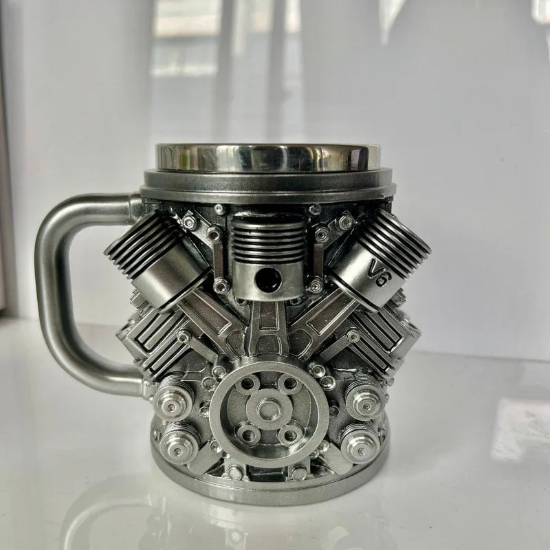 V8 & V6 Engine Design 15oz Stainless Steel Coffee Mug