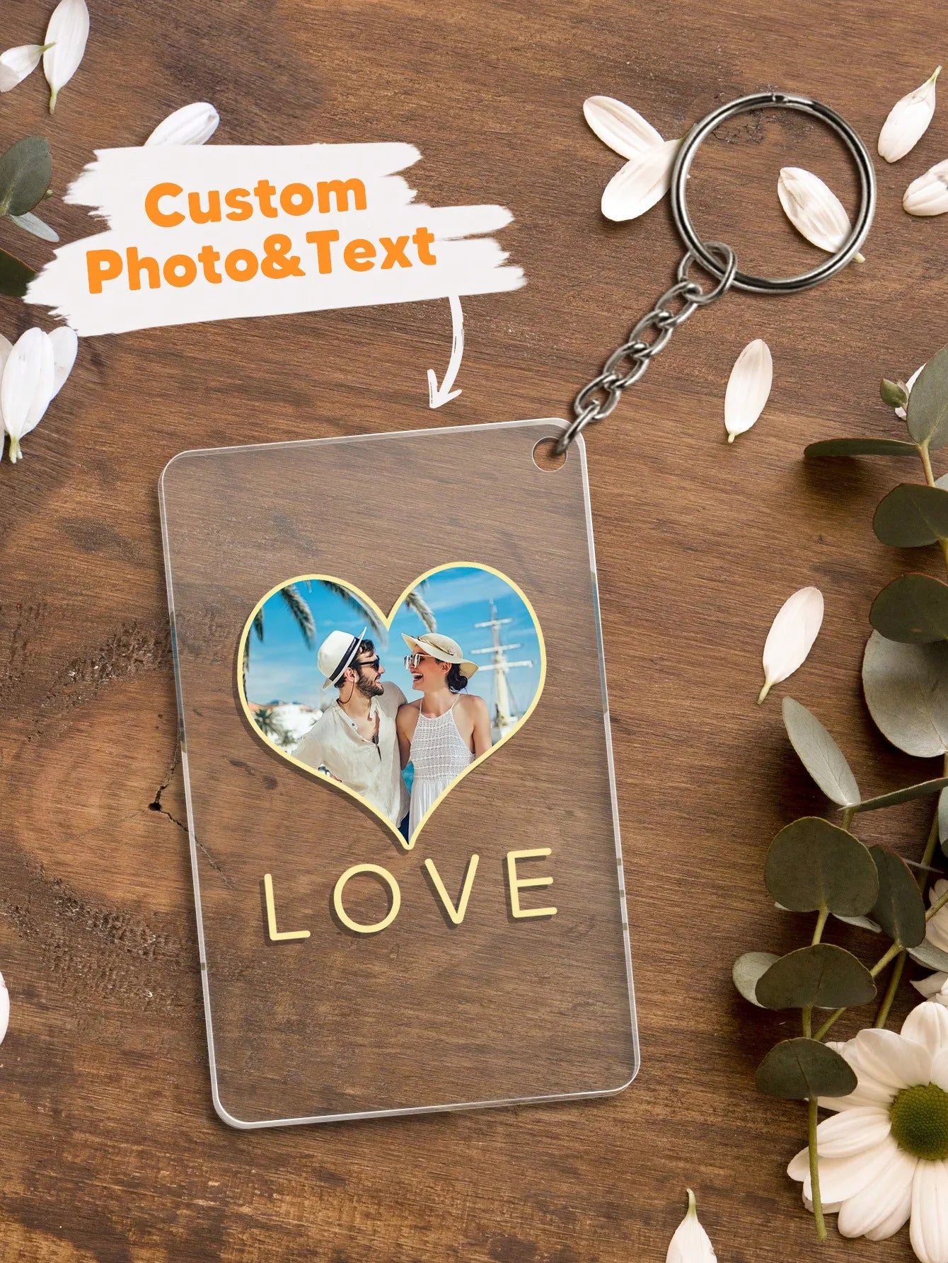 Custom Photo Acrylic Keychain Personalized Picture Text Keychain for Couples Gift Lover Anniversary Birthday Wedding Christmas Peaceful Pleasures Health and Wellness Style2 One Size