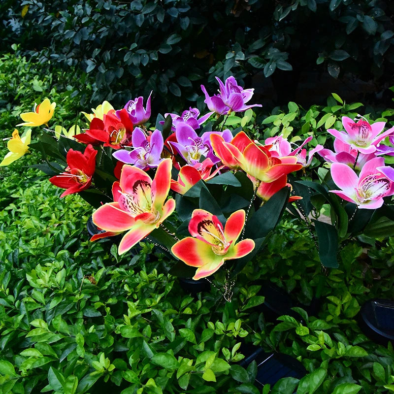 Solar Orchid LED Garden Stake Light | Waterproof Lawn Flower Lamp