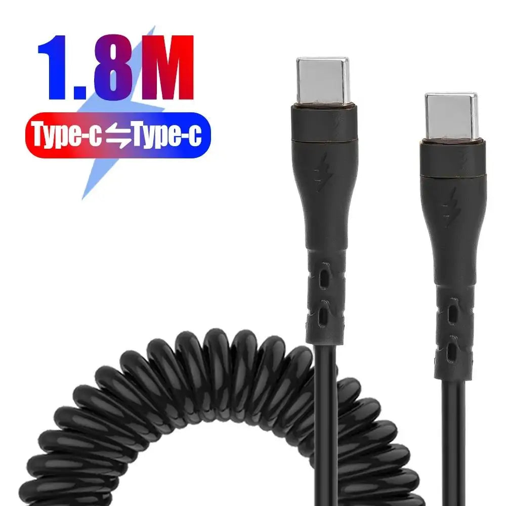 120W USB-C Coiled Car Charger Cable – PD Fast Charge