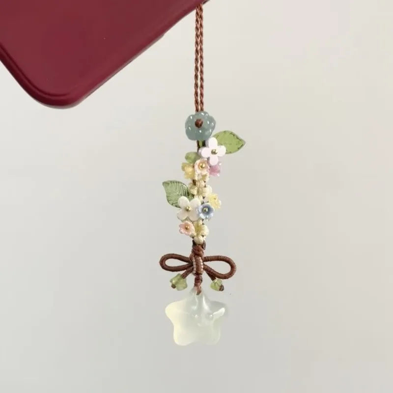 New Chinese Style Ice Transparent Star Flower Pendant Sweet and Cute Mobile Bag Pendant Peaceful Pleasures Health and Wellness