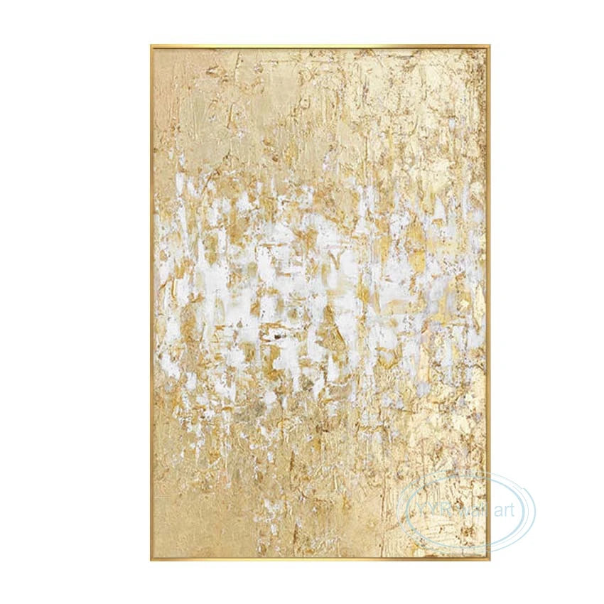 Handmade Gold Foil Abstract Oil Painting | Modern Nordic Wall Art Abstract Oil Painting Peaceful Pleasures Health and Wellness No frame 50cmx60cm