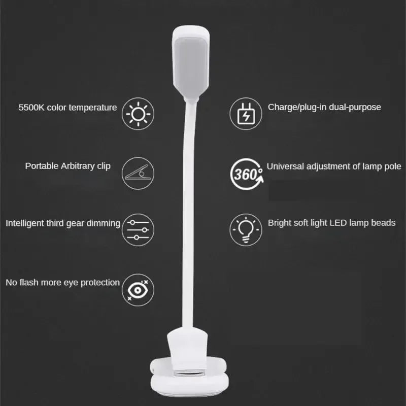 Rechargeable Clip-On LED Book Light | 7 LEDs, 3 Modes