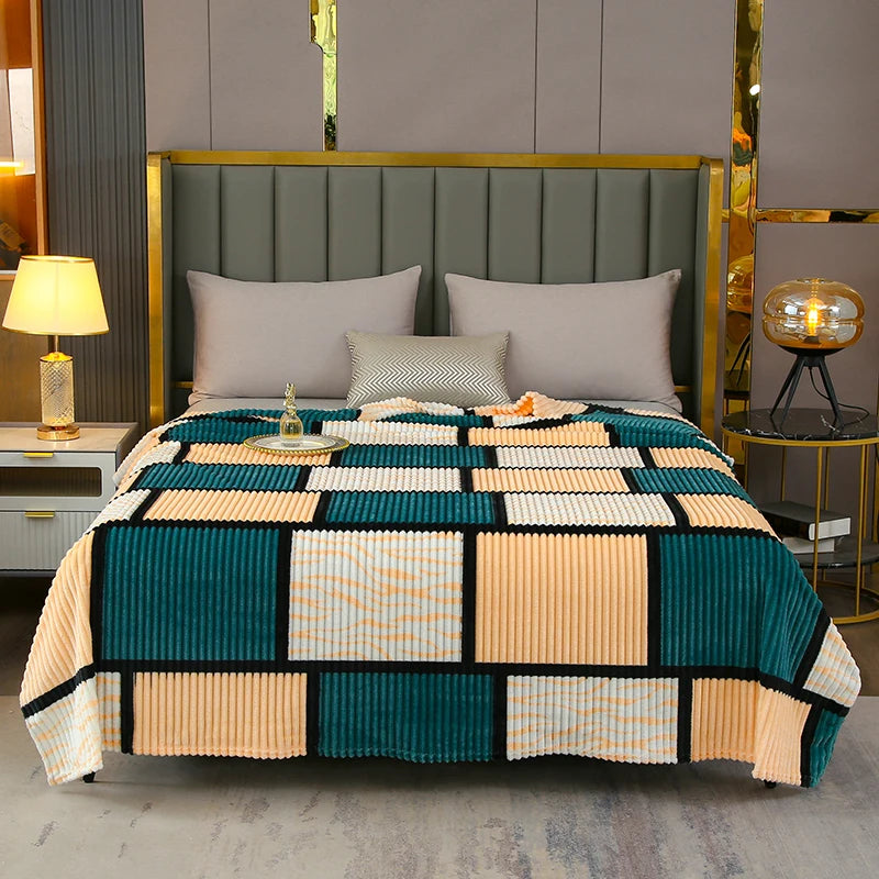 Plaid Fleece Bed Blankets Queen King Soft Lightweight Plush Fuzzy Blanket Lightweight Blanket for Travel Camping Bedspreads Peaceful Pleasures Health and Wellness Blanket G 150x200cm