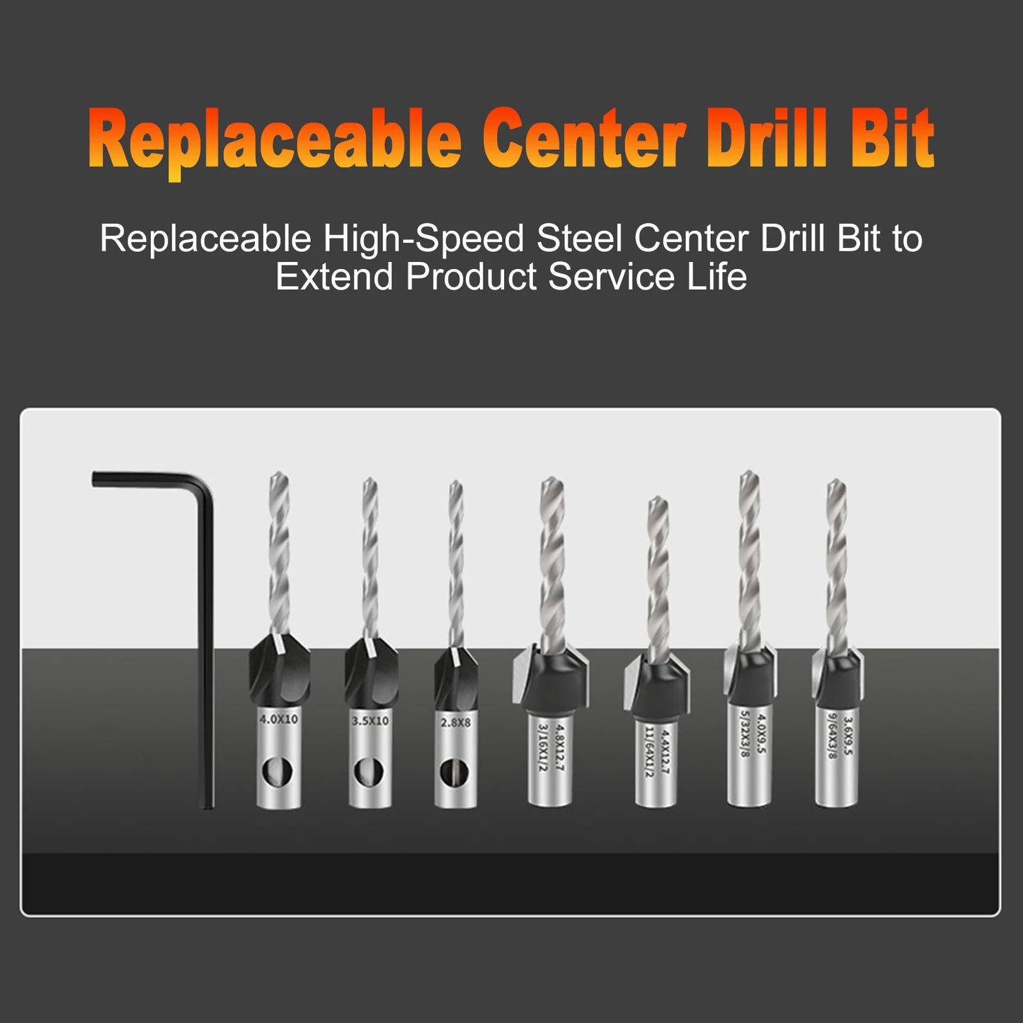 Countersink Drill Bit Depth Stop Hex Shank Adapter Wood Screws