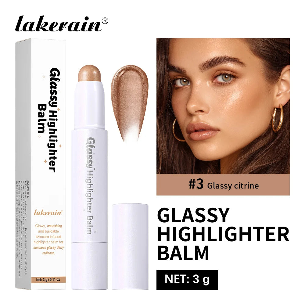Glassy Highlighter Balm Brighten Complexion Deep Hydration Long Lasting Wear Highlighting Cream Eye Cheek Lip Body Glossy Pen Peaceful Pleasures Health and Wellness Glassy Citrine