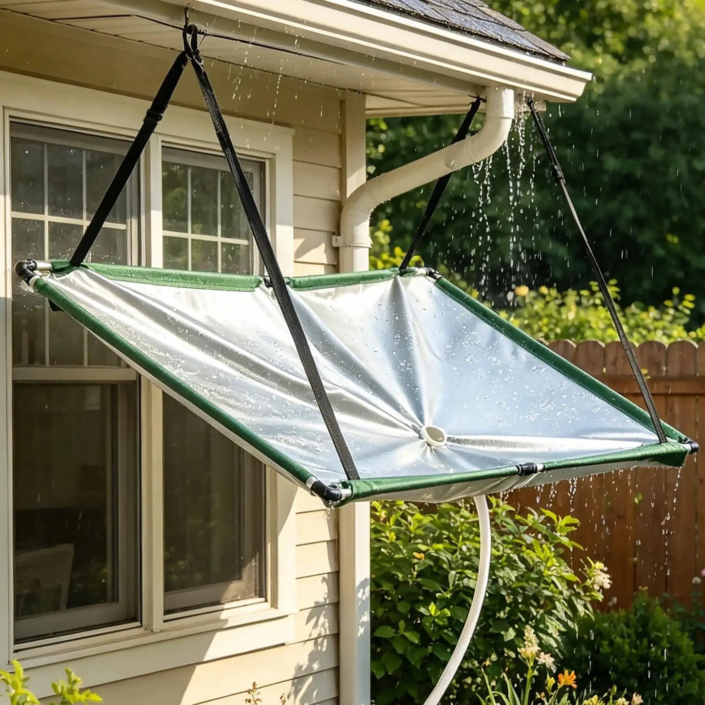 Rain Catcher Cloth with Hose | Garden Water Harvester