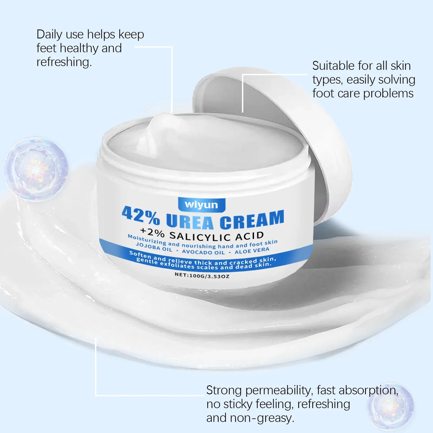 WIYUN 42% Urea Foot Cream – Moisturizing & Exfoliating Heel Cream