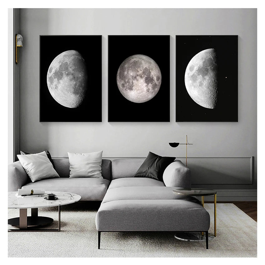 Abstract Moon Satellite Canvas Poster | Astronomy Wall Art Canvas Poster Print Peaceful Pleasures Health and Wellness