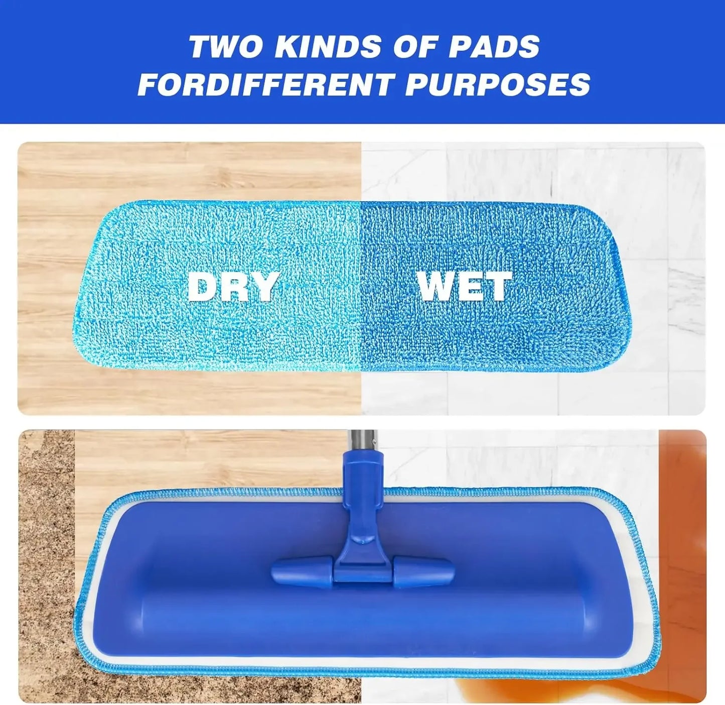 17.5" Professional Microfiber Floor Mop with Adjustable Handle and Washable Pads for Hardwood, Tile Cleaning Peaceful Pleasures Health and Wellness