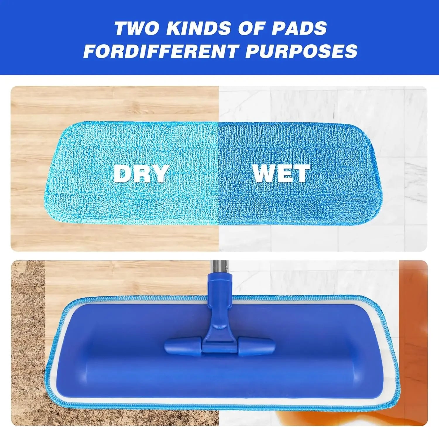 17.5" Professional Microfiber Floor Mop with Adjustable Handle and Washable Pads for Hardwood, Tile Cleaning Peaceful Pleasures Health and Wellness