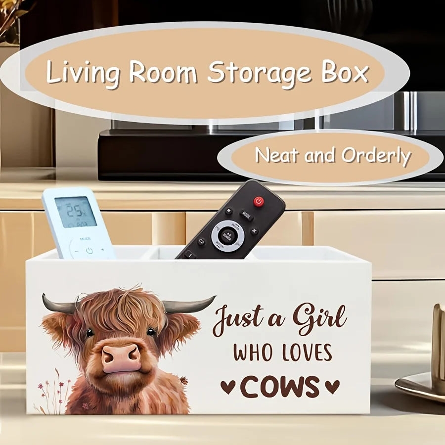 Highland Cow Pen Holder Organizer Makeup Brushes Storage Box Desk Decor for Women, Pencil Box Home Office Decoration Peaceful Pleasures Health and Wellness