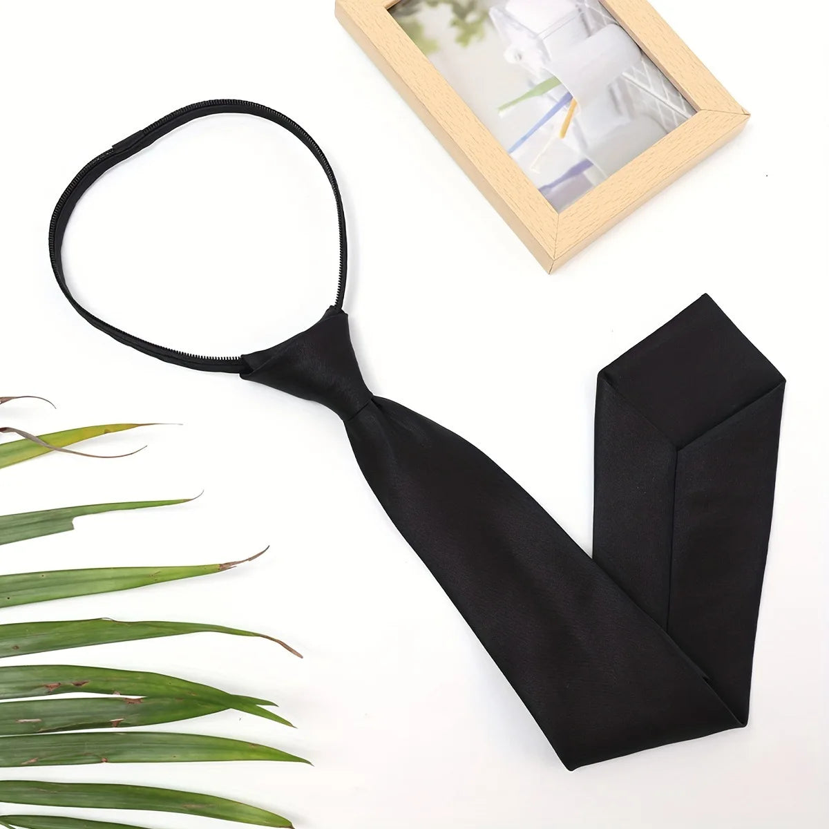 Unisex Black Clip-On Tie | Matte Polyester Necktie Men & Women