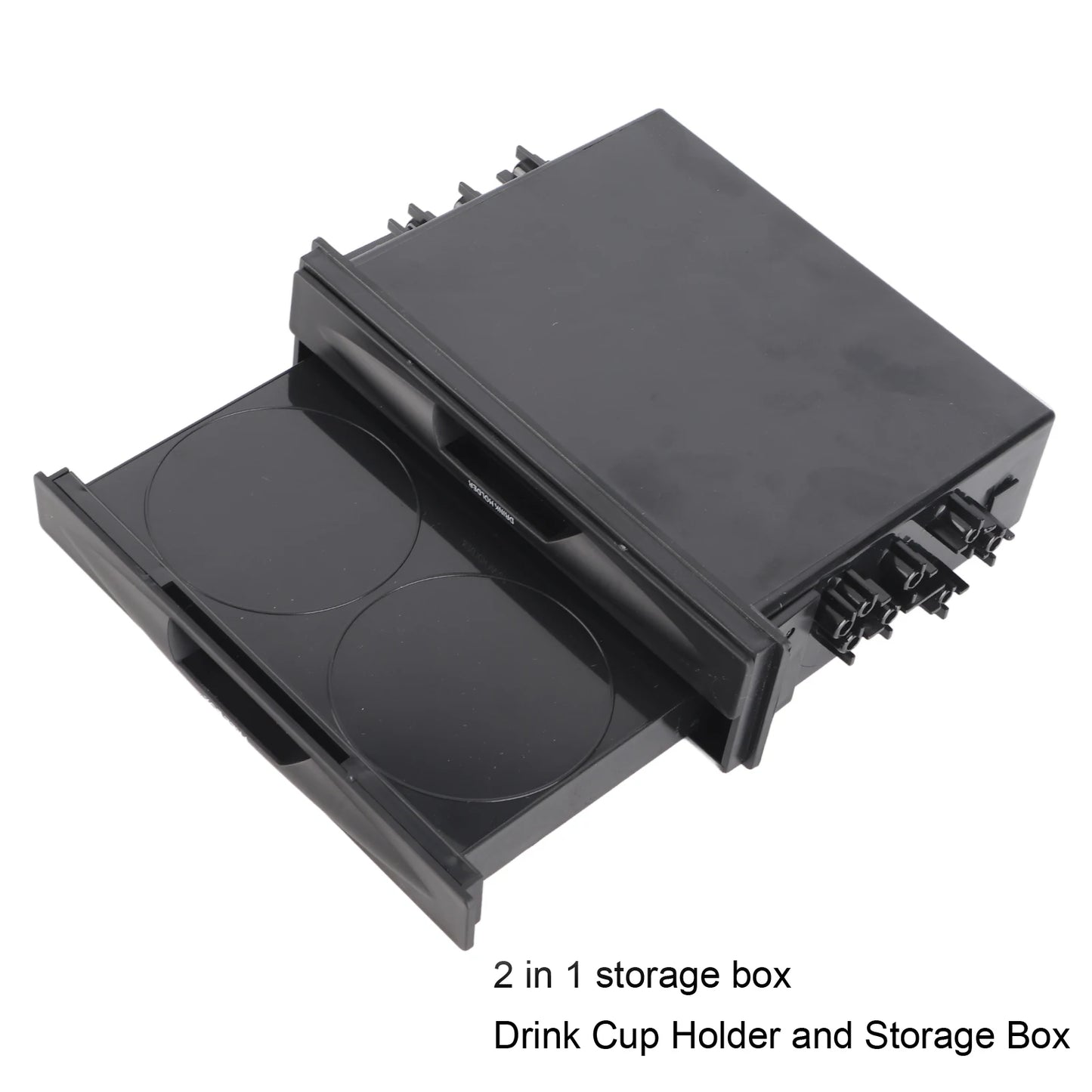 2-in-1 Single DIN Car Radio Cup Holder & Storage Box