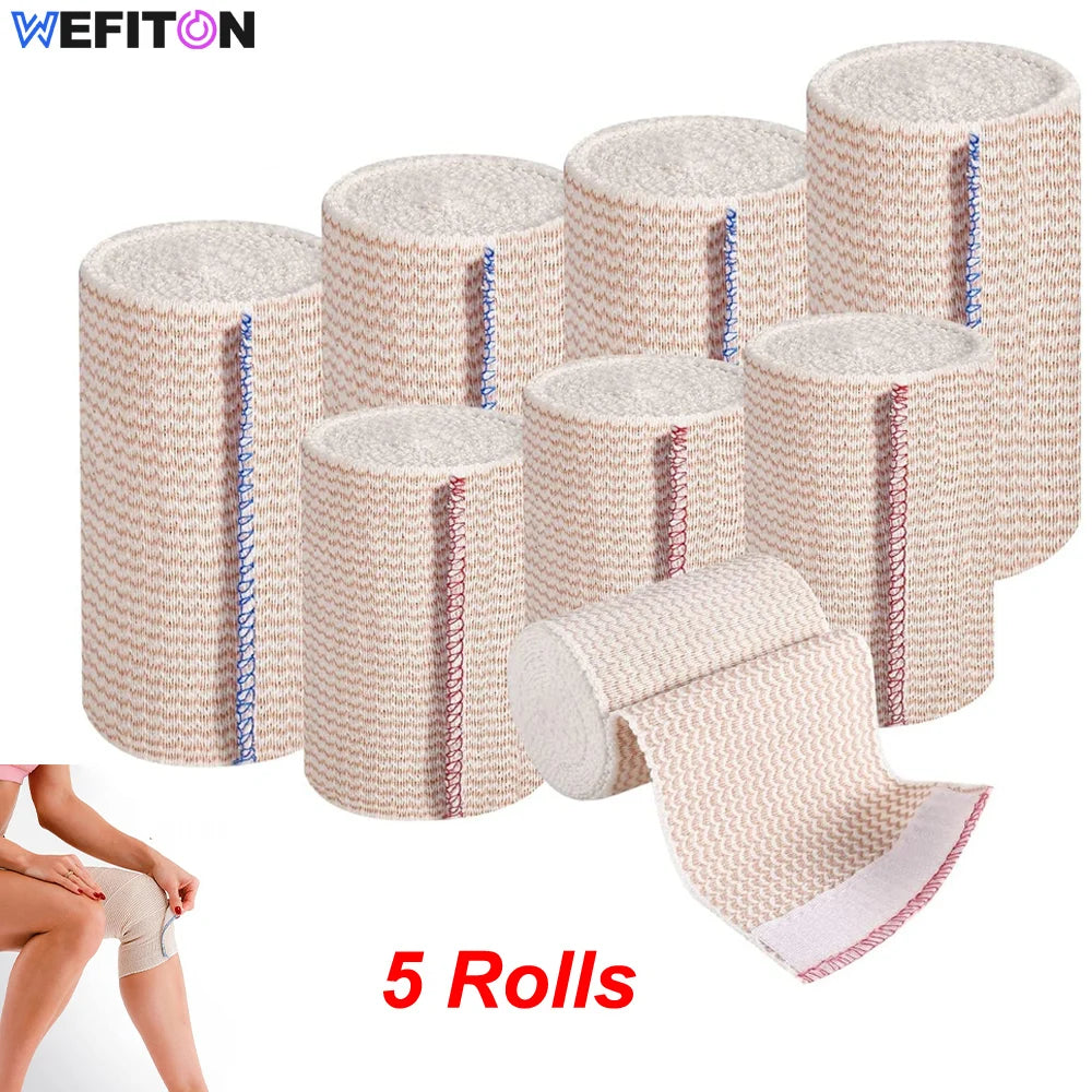 5-Roll Latex Free Elastic Compression Bandage Wrap – Self-Closure Compression Bandage Wrap Peaceful Pleasures Health and Wellness