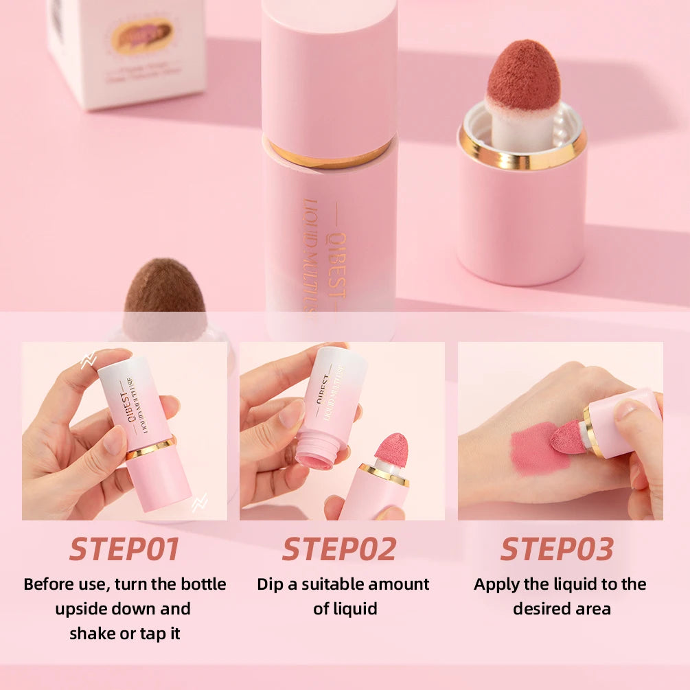 QIBEST Liquid Blush Natural Cream Cheek Eye Tint Blush Multi-use Makeup Stick Liquid Contouring Highlighter Brighten Cosmetics Peaceful Pleasures Health and Wellness