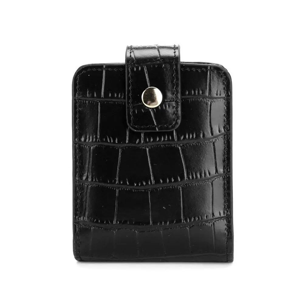 PU Lipstick Case Holder with Mirror Lipstick Holder Makeup Travel Cases Organizer Bag Mini Handheld Lipstick Pouch for Women Peaceful Pleasures Health and Wellness Black