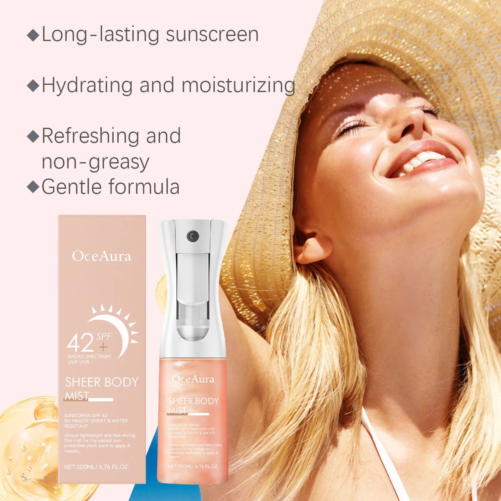 Refreshing Sunscreen Spray Body Sun Block Isolation Mist Long Lasting UV Protector Summer Outdoor Brightening Moisturizer Serum Peaceful Pleasures Health and Wellness