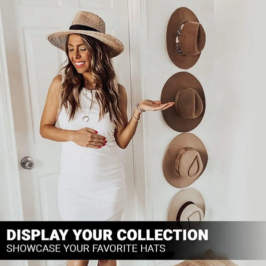 Bamboo Wall Mount Hat Rack | Double-Tier Cap Organizer Wall Hat Rack Peaceful Pleasures Health and Wellness CN