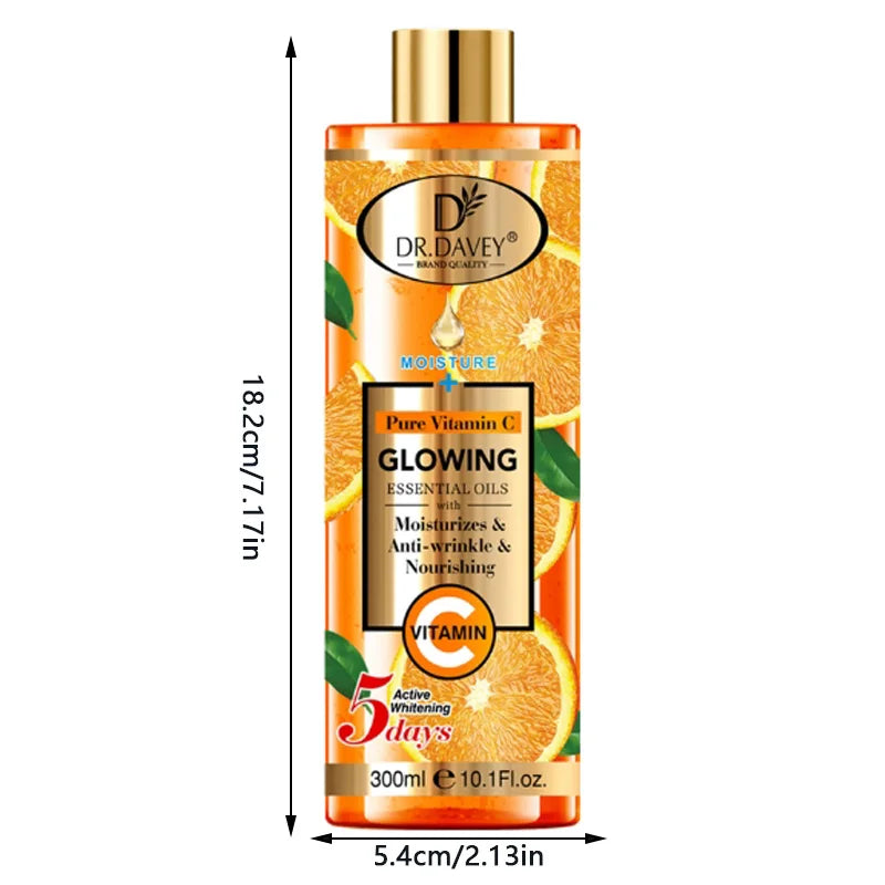 300ml Dr. Davey Vitamin C Skin Care Oil Moisturizes and Nourishes Skin Large Capacity Full Body Essential Oil Peaceful Pleasures Health and Wellness