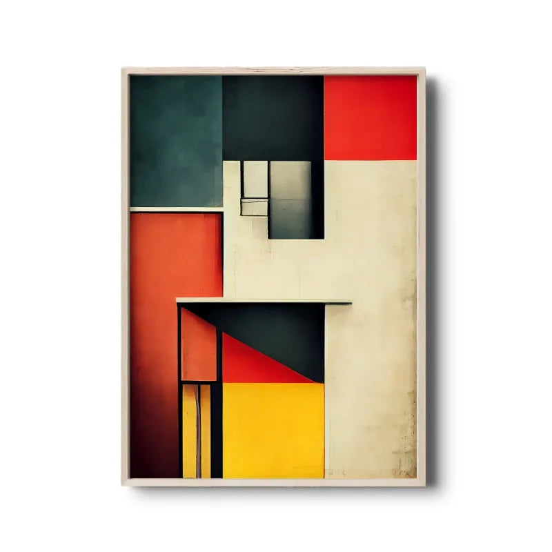 Vintage Bauhaus Abstract Geometric Canvas Wall Art Print