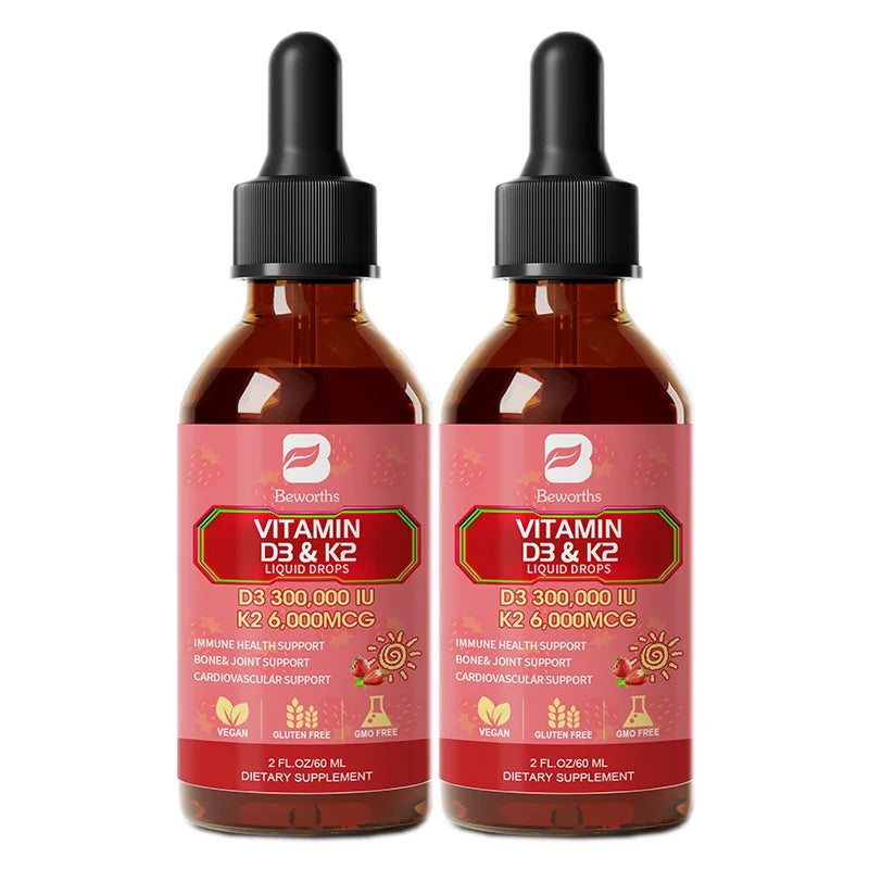 Vitamin D3 & K2 Liquid Drops 60ml – Bone, Immune & Heart Health Vitamin Supplement Peaceful Pleasures Health and Wellness