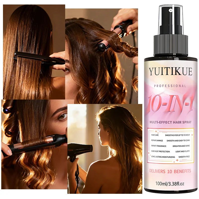 YUITIKUE 10-IN-1 Multi-Effect Hair Spray | Professional 10 Benefits Formula | For Frizz Control, Heat Protection & Shiny Hair Peaceful Pleasures Health and Wellness