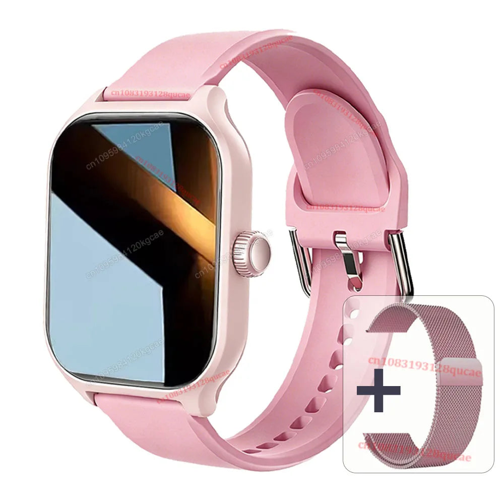 New Men's Smart Watch Women's Gift 2.01inch HD Full Touch Screen Sports Fitness Watch Electronics Bluetooth Talk Smartwatch Hw12 Peaceful Pleasures Health and Wellness Pink Milan