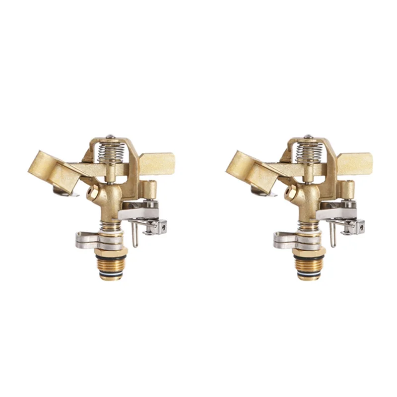 Brass Impact Sprinkler Heads 2-Pack | 1/2" 20–360° Adjustable