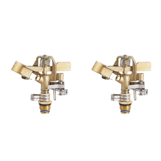 Brass Impact Sprinkler Heads 2-Pack | 1/2" 20–360° Adjustable Impact Sprinkler Head Peaceful Pleasures Health and Wellness Brass NONE