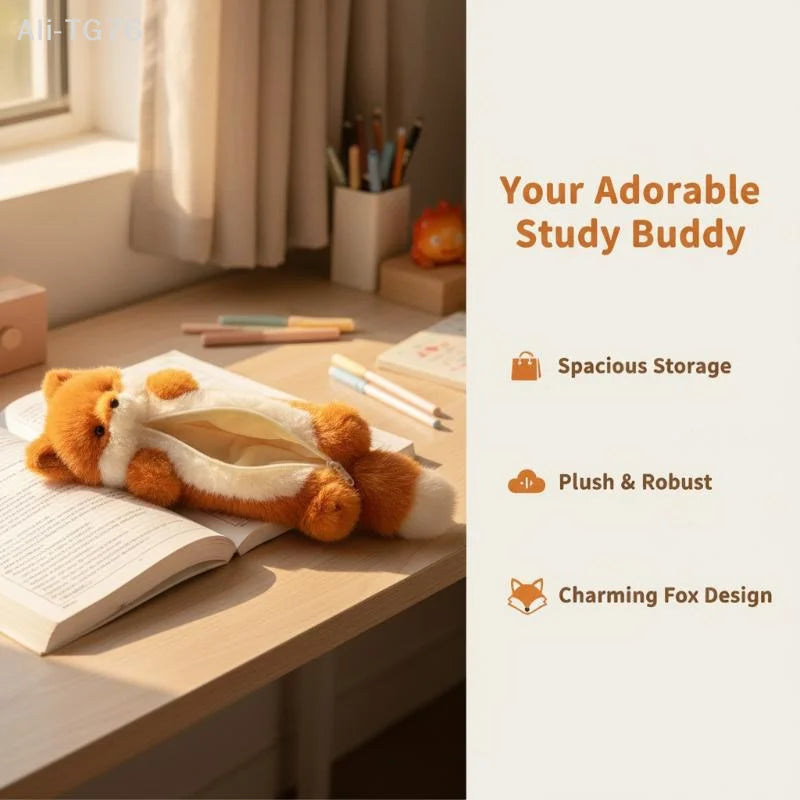Cute Cartoon Plush Animal Pencil Case | Student Stationery Pouch
