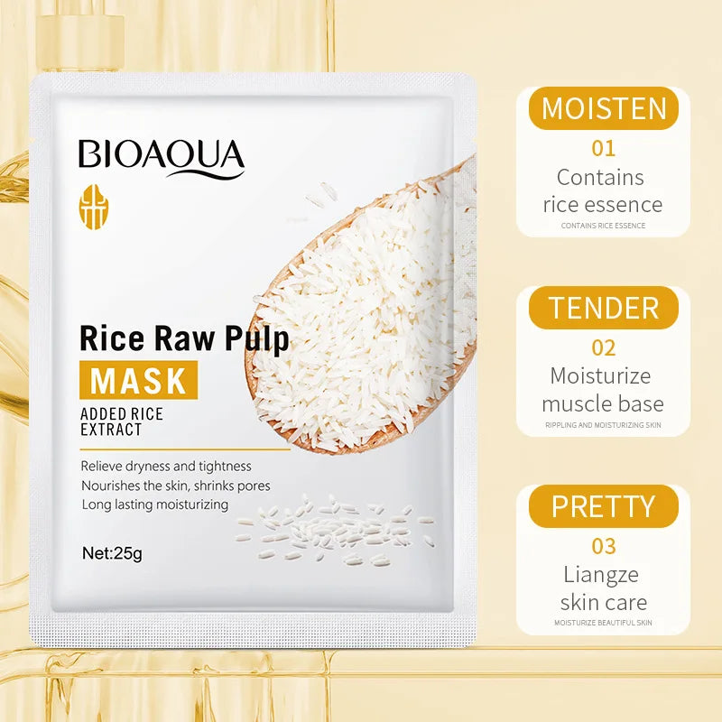 BIOAQUA Rice Pulp Face Masks – Whitening & Moisturizing