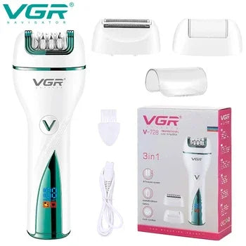VGR 732 Original 3in1 Epilator Women Electric Shaver For Face Body Rechargeable Lady Trimmer Hair Removal Bikini Underarms Legs Peaceful Pleasures Health and Wellness 732 green