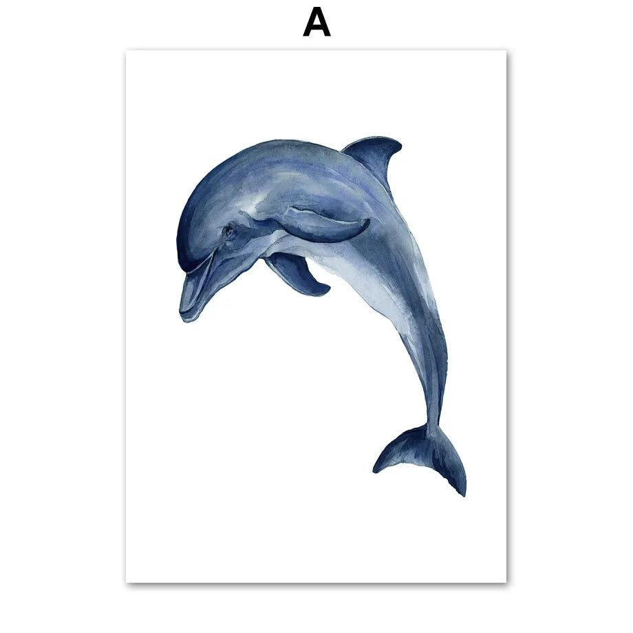 Ocean Animals Canvas Wall Art Print – Kids Room Decor