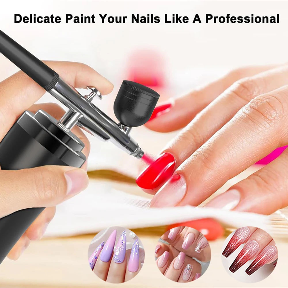 Portable Airbrush Nail with Compressor Airbrush Nail Machine for Nails Art Painting Crafts Wireless Air Brush with Compressor Peaceful Pleasures Health and Wellness