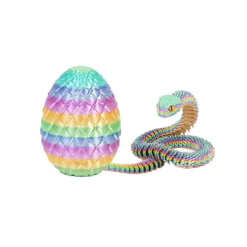 3D Printed Snake with Egg Figurine | 30cm Realistic Desk Ornament