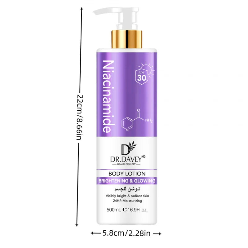500ml DR.DAVEY Niacinamide Body Lotion Niacinamide Body Lotion Sunscreen2Combination1Refreshing, Moisturizing, and Non-Greasy Peaceful Pleasures Health and Wellness