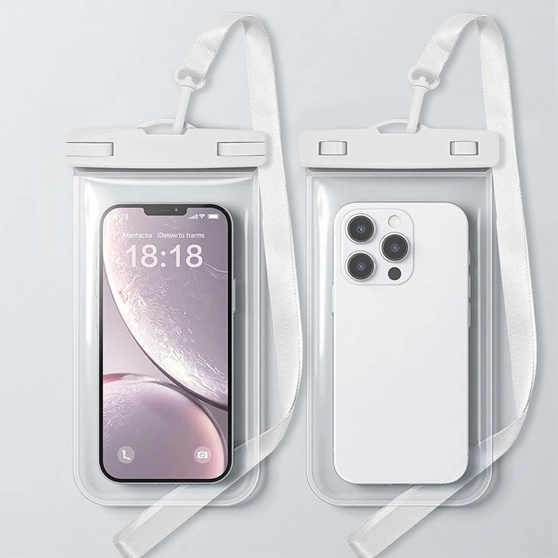 phone armbands and pouches waterproof phone pack diving phone case waterproof mobile phone bag transparent pouch for swimming Peaceful Pleasures Health and Wellness White(7.5 inch)