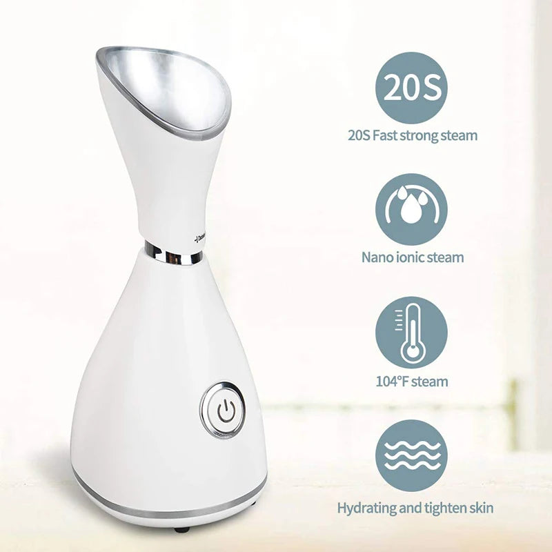Salon Professional Spa Private Label Electric Hot Warm Mist Ionic Nano Portable Mini Face Facial Steamer Peaceful Pleasures Health and Wellness