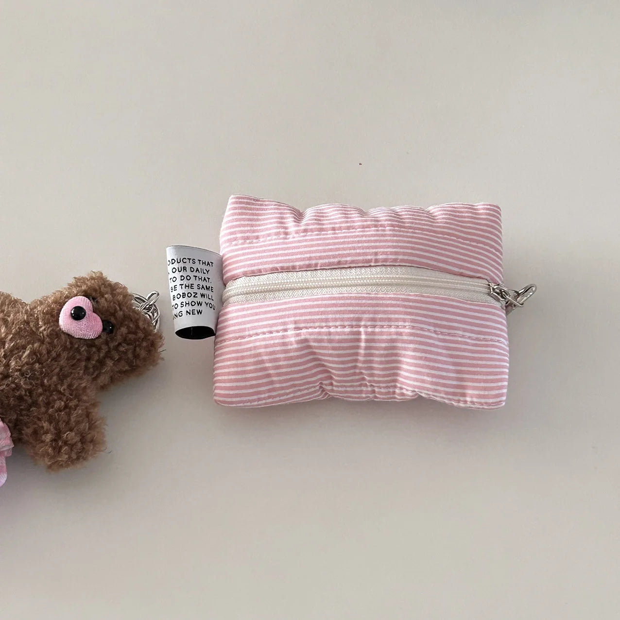 New Korean Version Instagram Style Design Change Storage Bags Cute Hand Held Bags Makeup Lipstick Card Bag Portable Cloud Bags Peaceful Pleasures Health and Wellness pink stripes