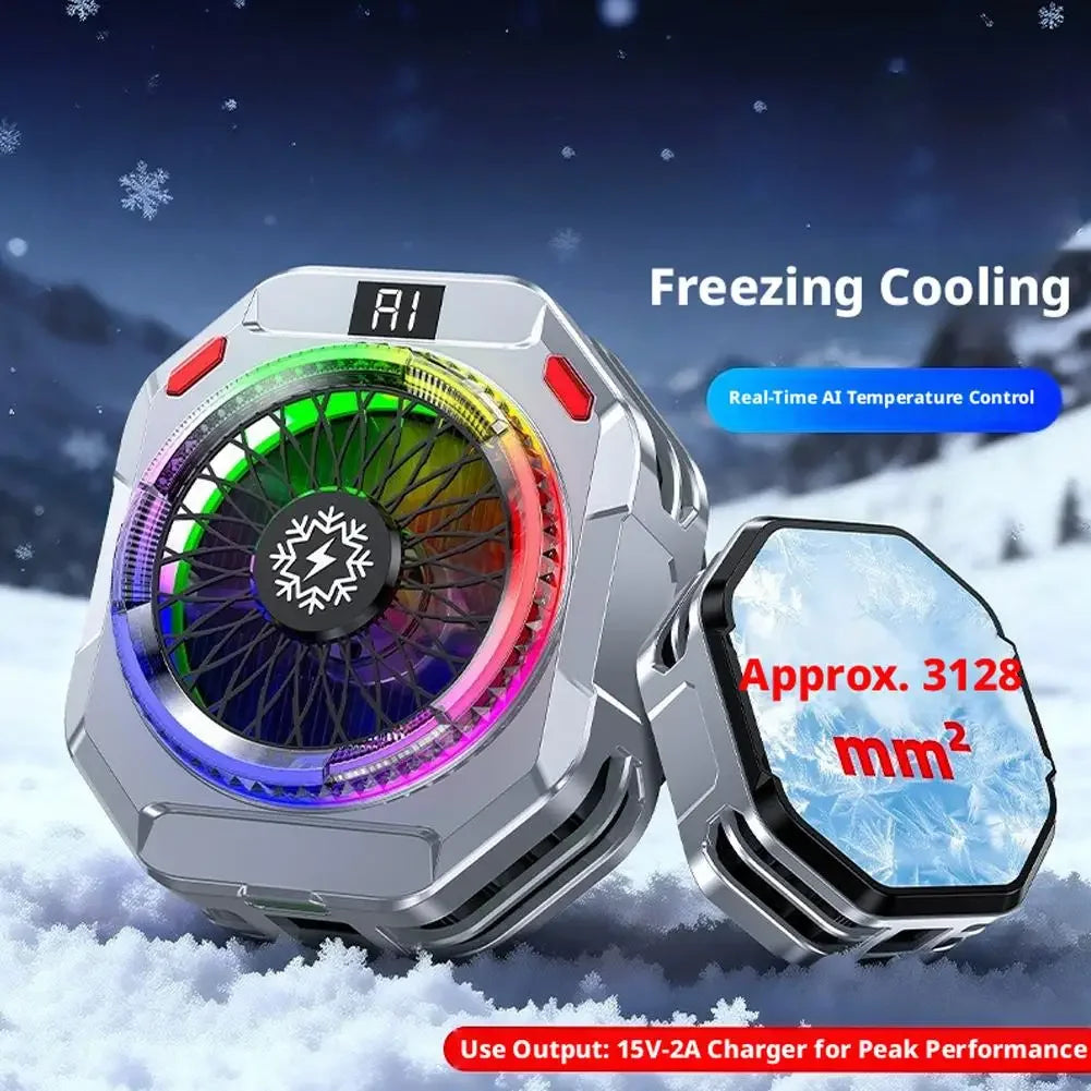 Semiconductor Phone Cooler, 2-in-1 Magnetic Back Clip Radiator, AI Smart Temperature Control, with RGB Lights & Adjustable Modle Peaceful Pleasures Health and Wellness