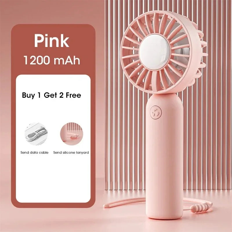 Handheld Portable Mini Cooling Fan USB Powered Three Speeds For Summer Outdoor Travel Desktop Personal Use Peaceful Pleasures Health and Wellness Pink