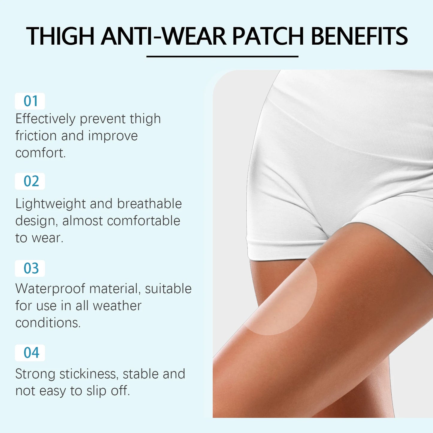 Invisible Anti-Chafing Thigh Pads | Sweat-Resistant Skin Patches