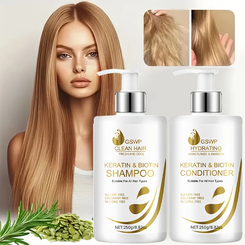 GSWP Keratin Biotin Shampoo & Conditioner Set – 500g Duo