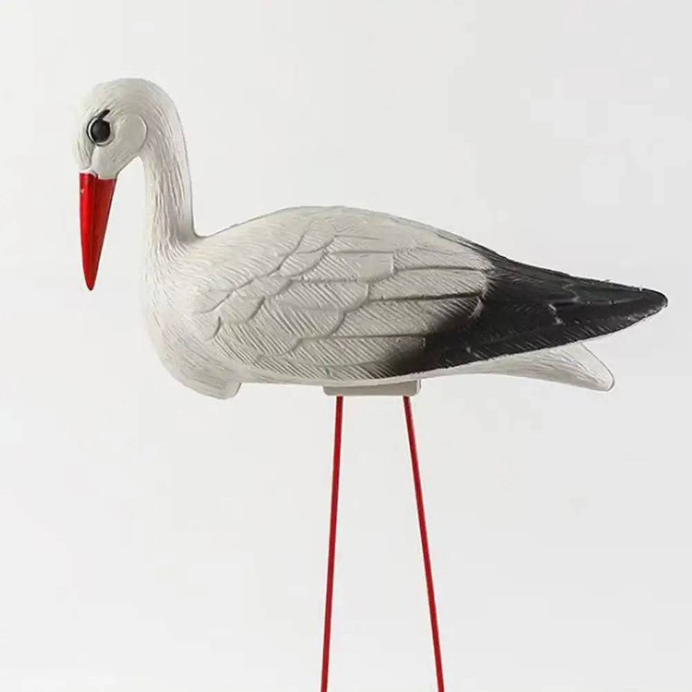 Lifelike White Stork Garden Sculpture | Outdoor Lawn Pond Figurine