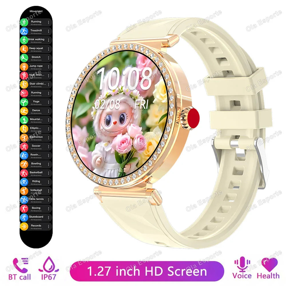 Smartwatch Luxury Fashion Female Physiological Reminder Bluetooth Music Women's Fashion Smart Watch Holiday Gift 2026 New HW12 Peaceful Pleasures Health and Wellness Gold