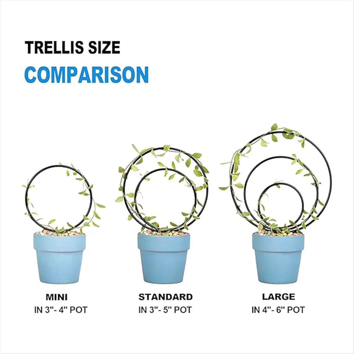 Set of 3 Round Metal Plant Trellises for Climbing Houseplants
