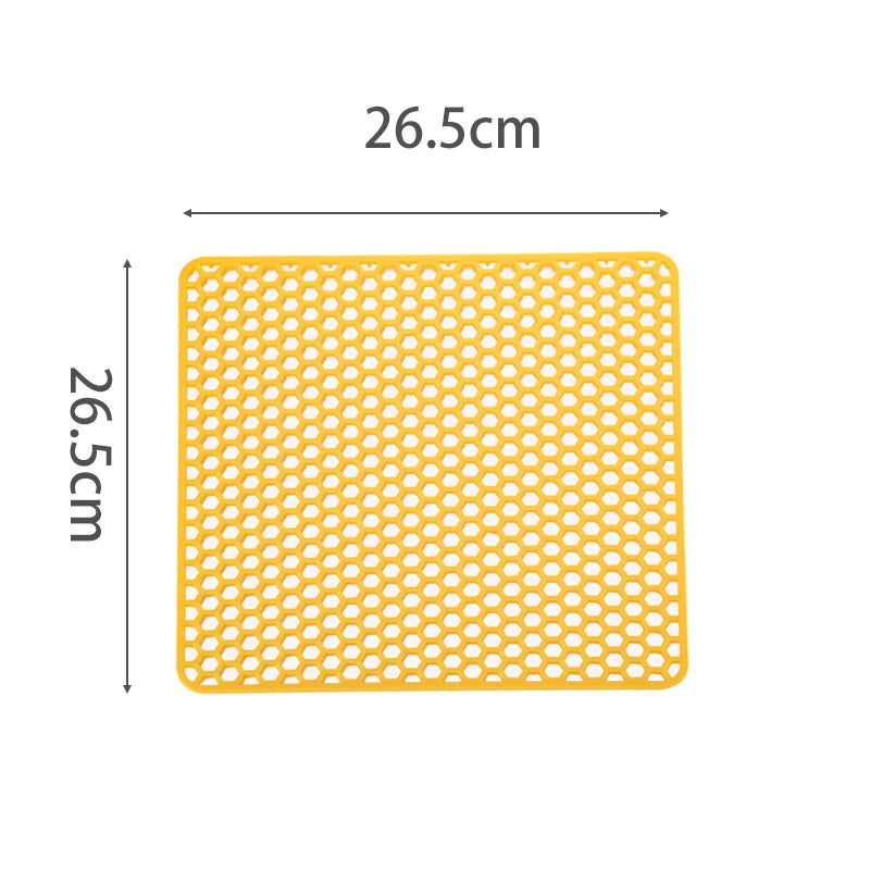 Silicone Drain Mat Heat Insulated Pad Kitchen Sink Protector Hollow Sink Mat Countertop Mats Kitchen Protection Countertop Mats Peaceful Pleasures Health and Wellness C Yellow 26.5cm silicone